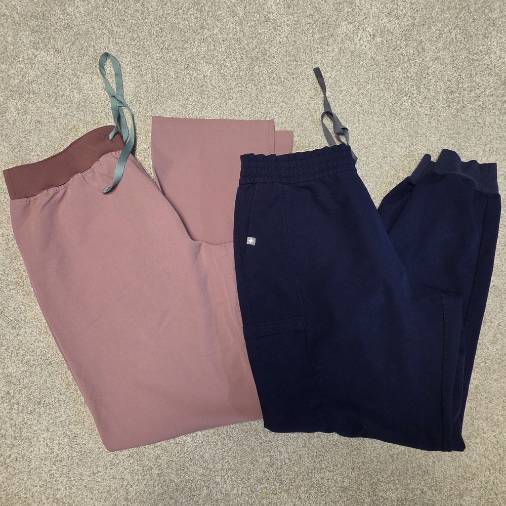 Figs Womens Navy Zamora Joggers Mauve Livingston Pants Sz XL/T Set Of Two